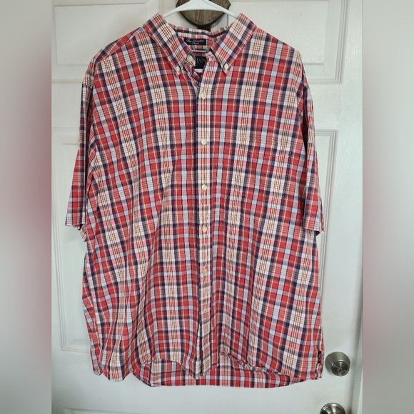 Chap's Men's Classic Short Sleeve Button Down Shirt, Size: XXL Color: Red - Picture 3 of 12